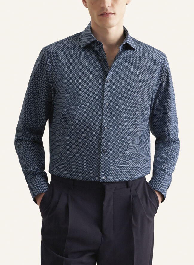 Seidensticker Business Shirt Regular Long sleeve Kent-Collar Print Green