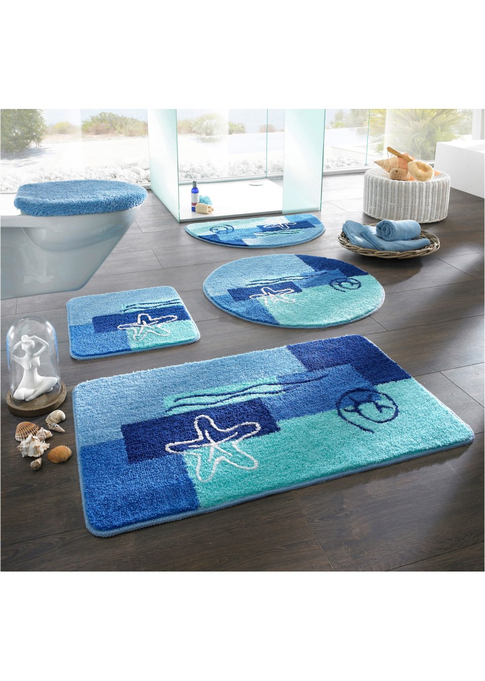 Tapis de salle de bain avec motifs marins
