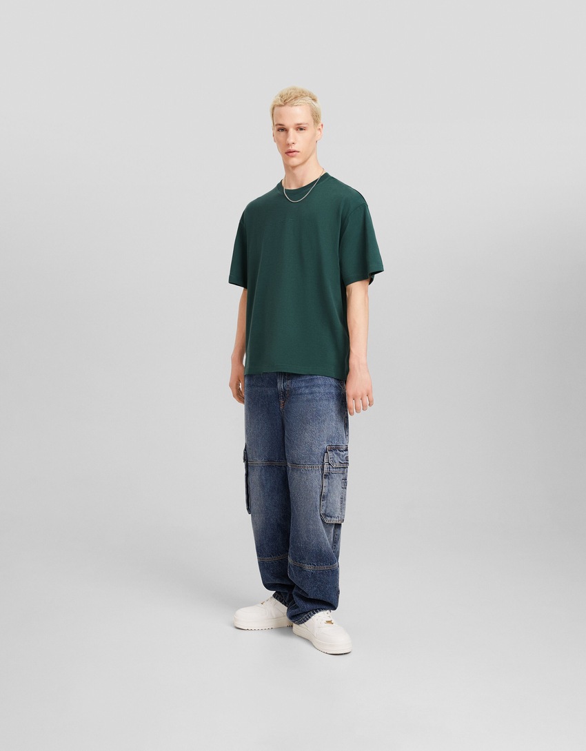 Camiseta oversized de manga curta estampada