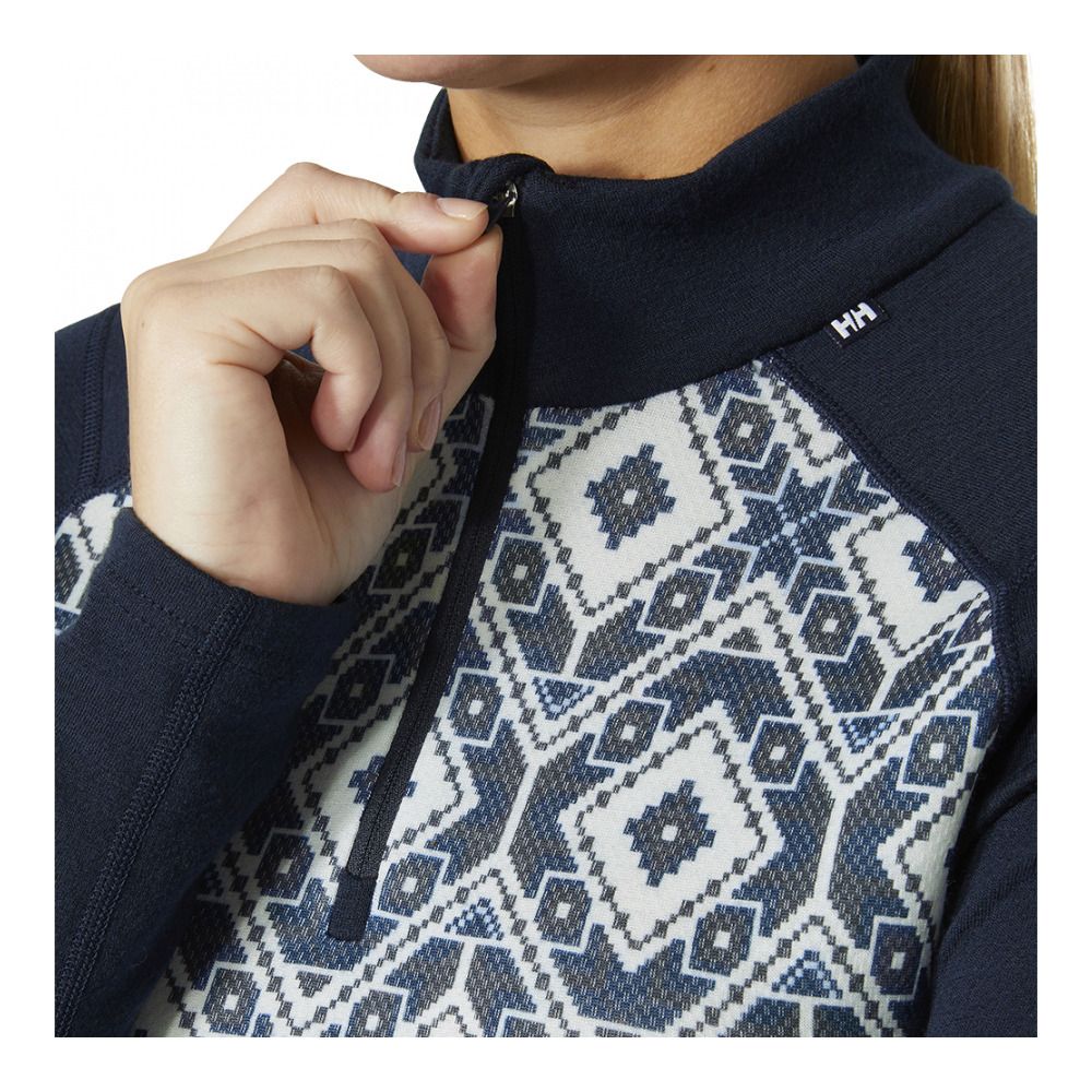 Helly Hansen LIFA MERINO MIDWEIGHT GRAPHIC 1/2 ZIP - Sous-couche Femme navy star pixel