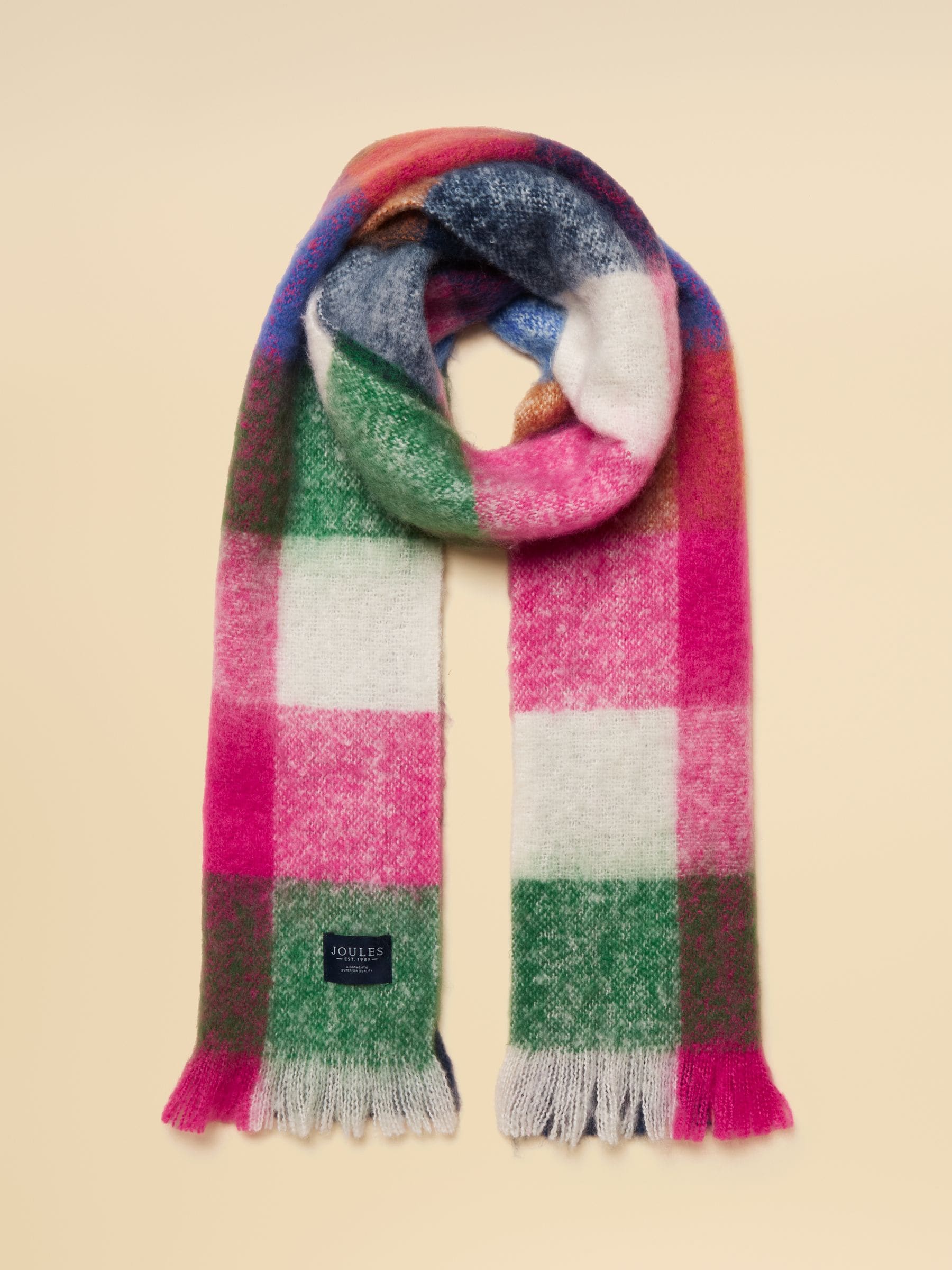 Green Pink Mutli - Joules Betsy Brushed Scarf