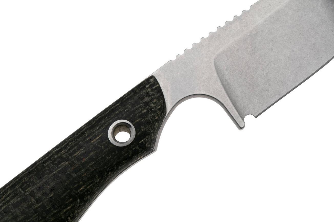White River Knives M1 Black Burlap Micarta vaststaand mes, Kydex schede