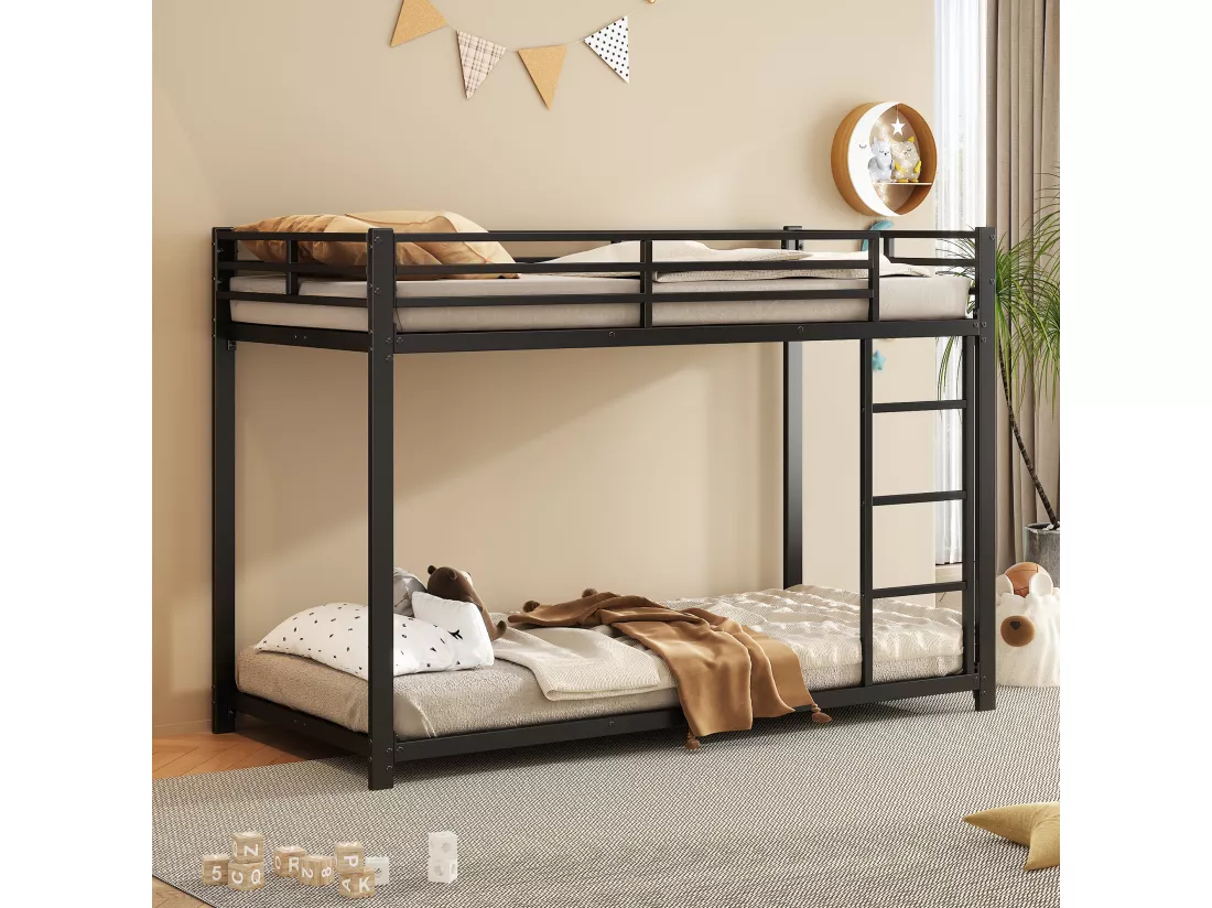 Lits pour enfants 90*200, lits superposés, lits en fer, lits superposés en fer de forme classique, noir
