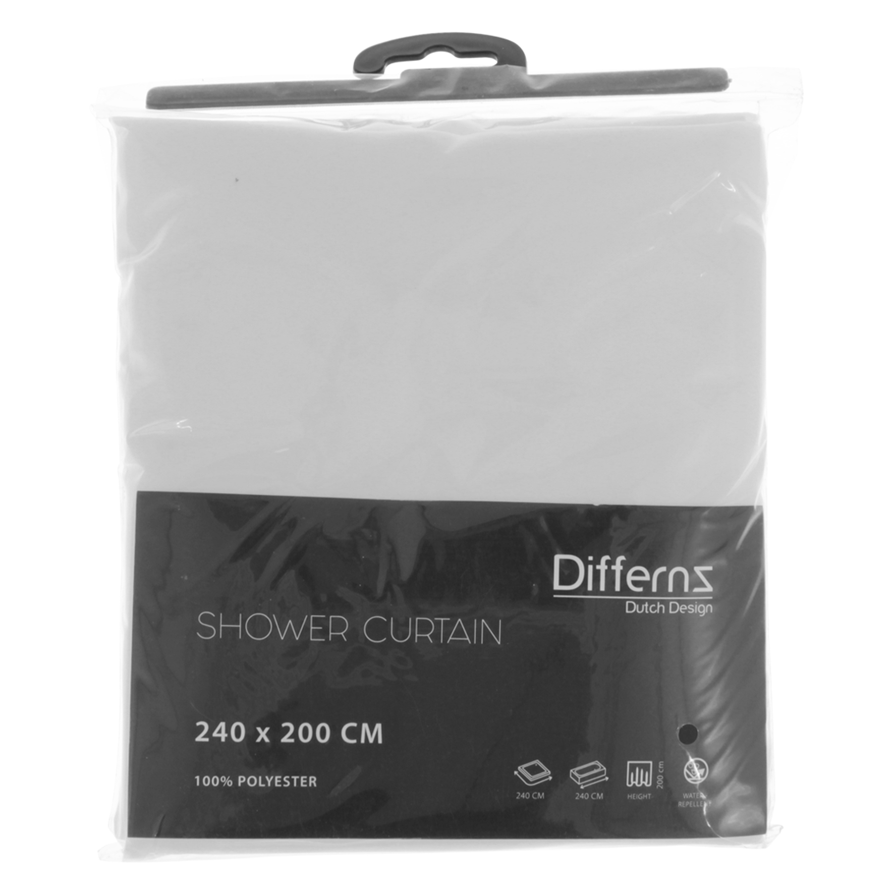 Differnz Color douchegordijn polyester 240x200cm wit