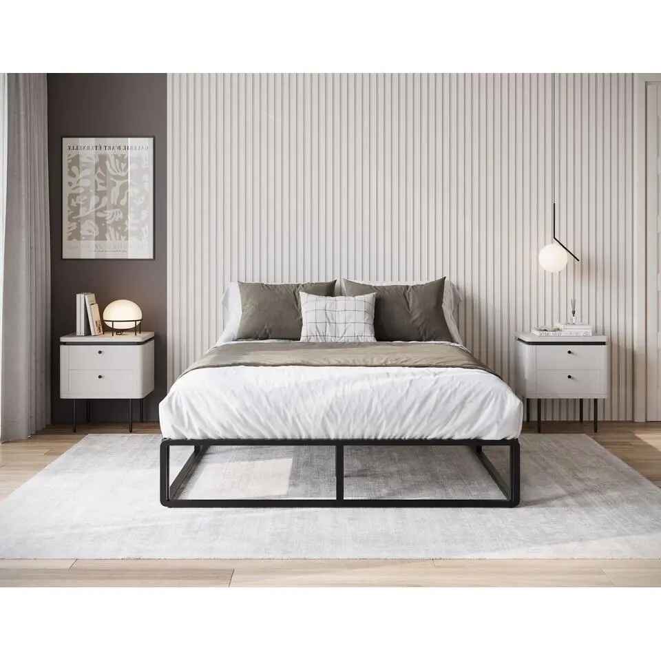 Meubella - Tweepersoonsbed Andrea - Zwart - 140x200 cm