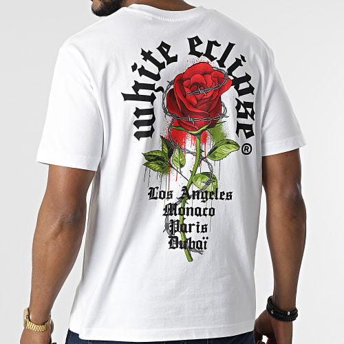 Tee Shirt Oversize Large Roses Barbed Blanc