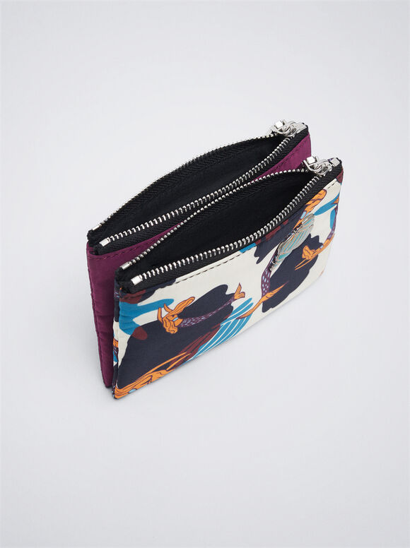 Porta-moedas de nylon estampado - Branco