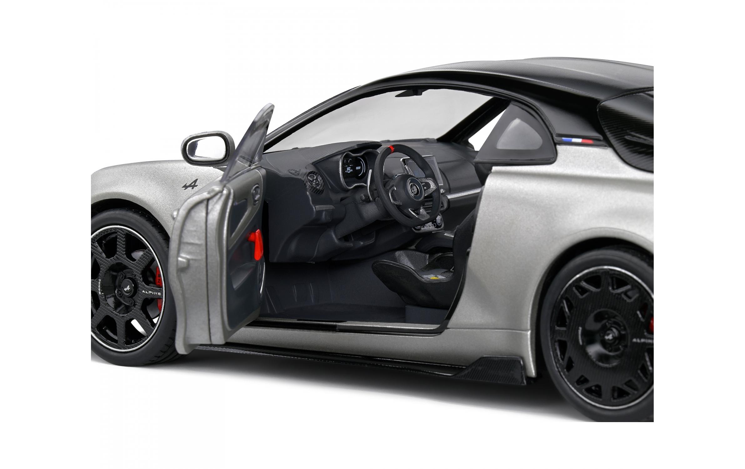 Sportwagen Alpine A110 Radicale Silber / Schwarz, 1:18Detailgetreues Modellauto für Sammler im Massstab 1:18