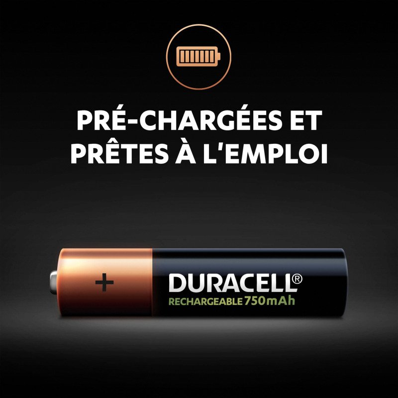 Duracell rechargeables - Pack de 4 accus AAA/HR03 1,2 V