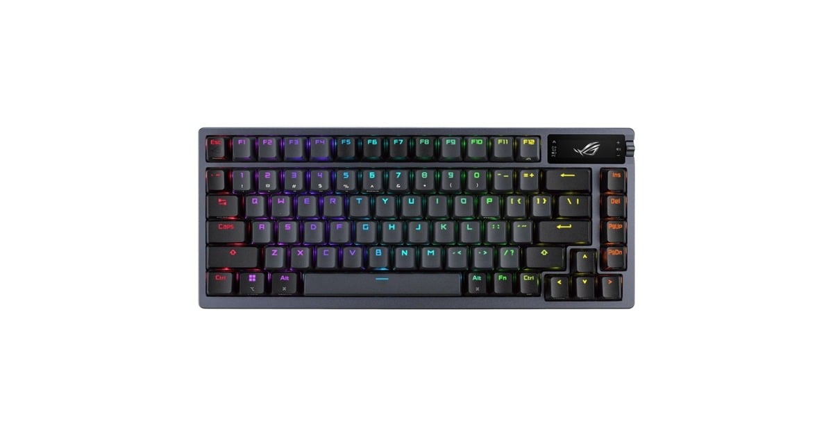 ASUSROG Azoth, gaming toetsenbord  (Gunmetal, US lay-out, ROG NX Red, RGB leds, TKL, Hot-swappable, Bluetooth / 2.4GHz / USB 2.0)