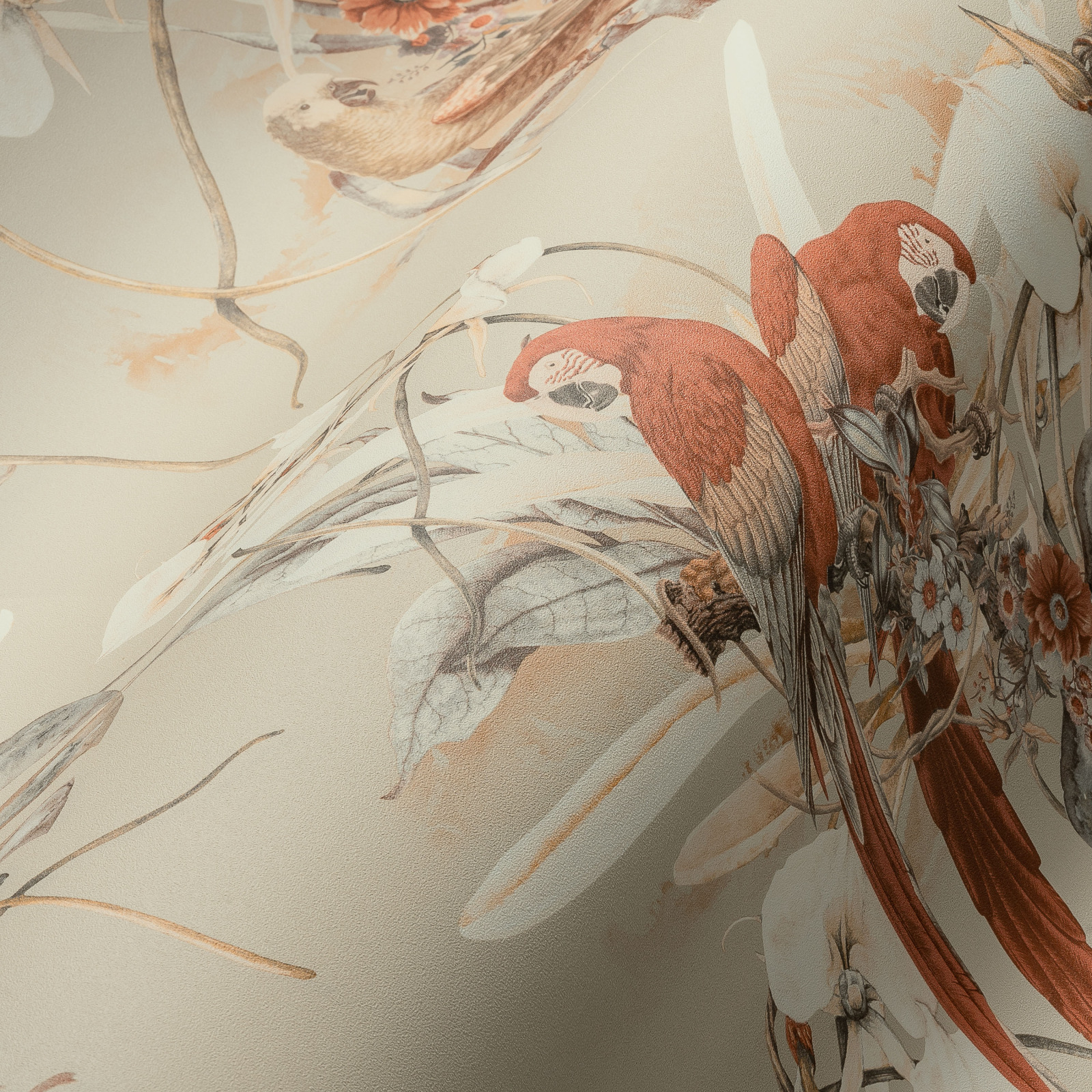 Vliestapete PINTWALLS - Vogel - orange-beige - 10 Meter