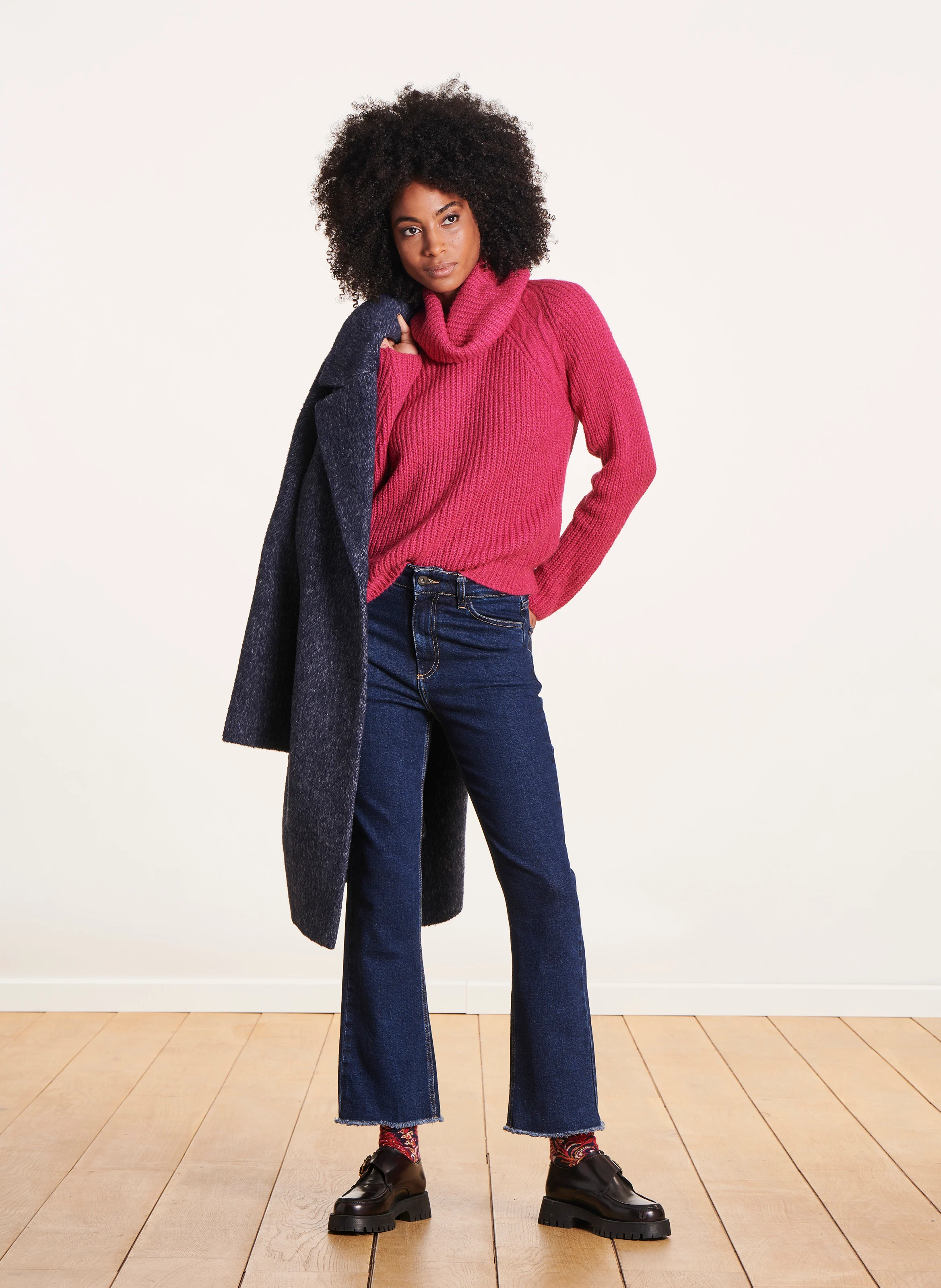 Jean cropped en coton bio | Bleu