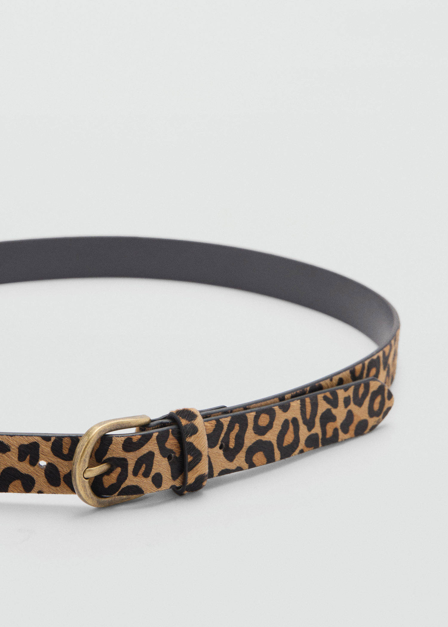 MANGO TEEN leren riem met panterprint bruin