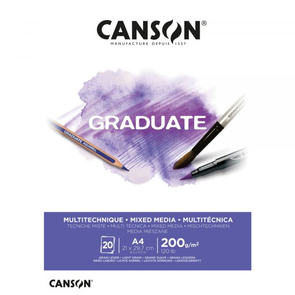 Canson Bloco A4 Graduate Mixed Media 200Grs 20Fls