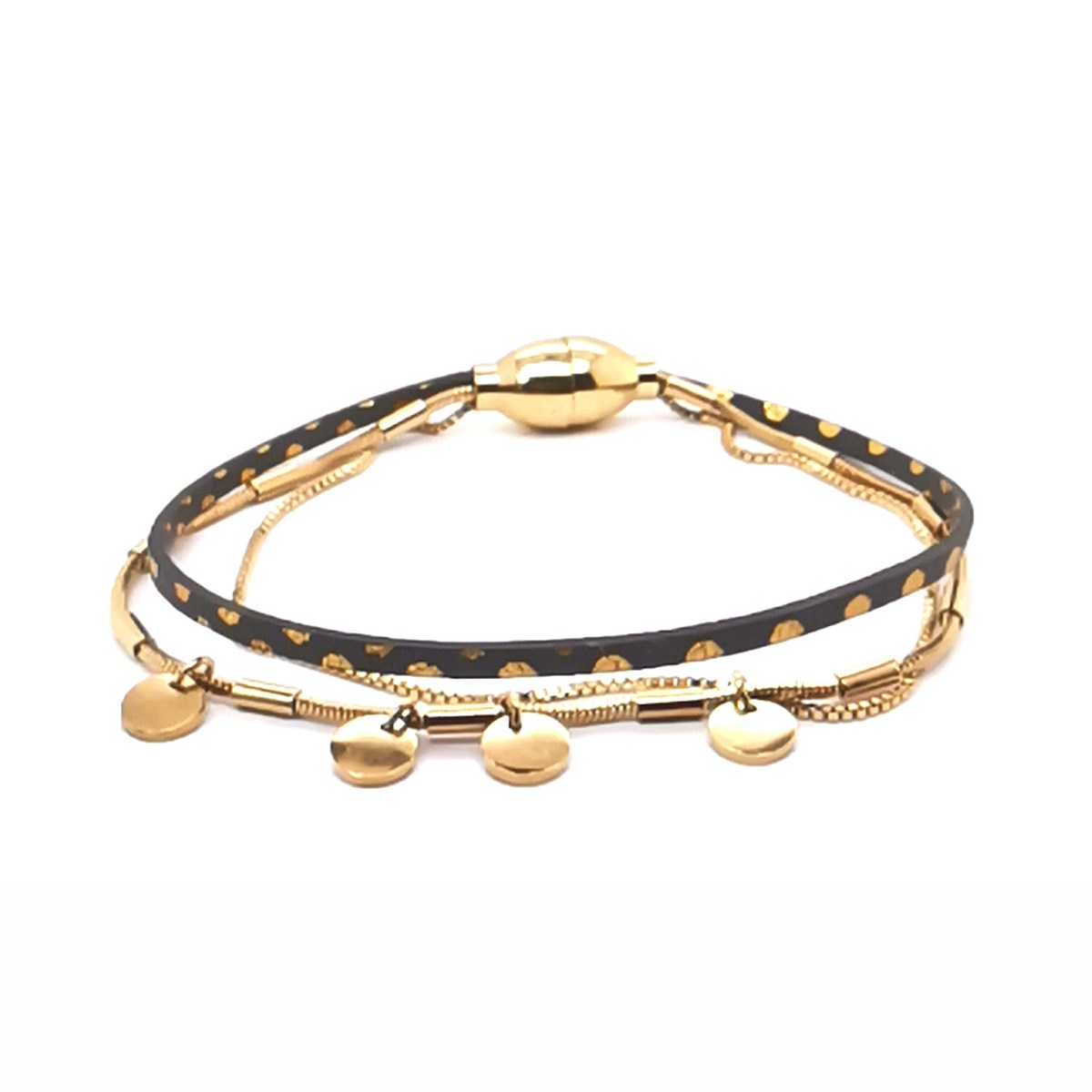 Bracelet Rosalie Pois gris dore FD T1
