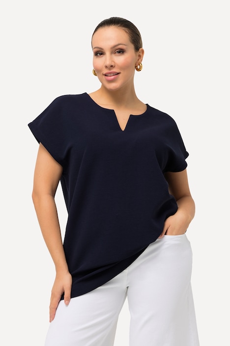 Sweatshirt, Wellenstruktur, Tunika-Ausschnitt, Halbarm
