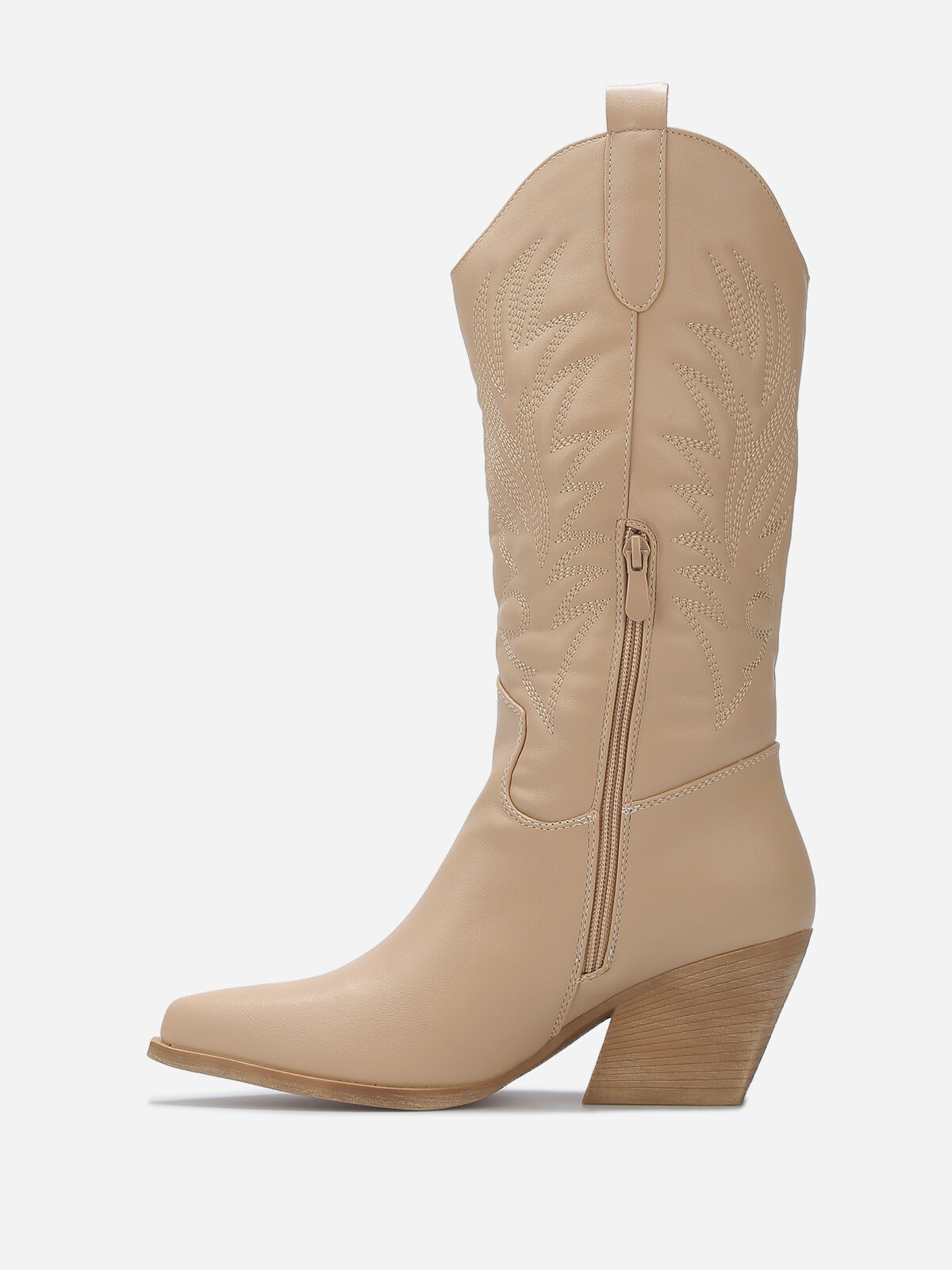 Santiags en simili et motifs brodés- Taupe