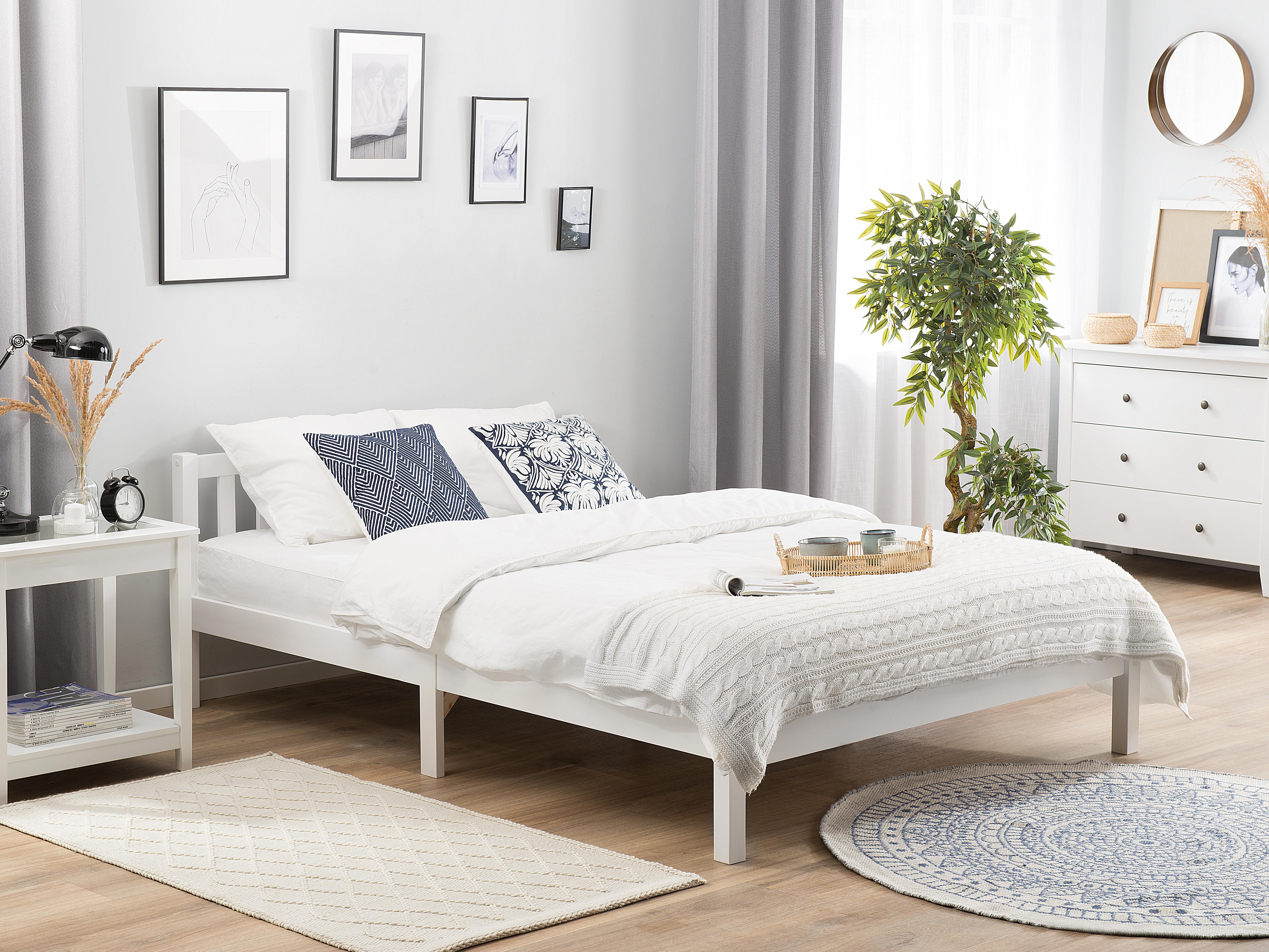 Bed Dennenhout FLORAC 180 x 200 cm Wit
