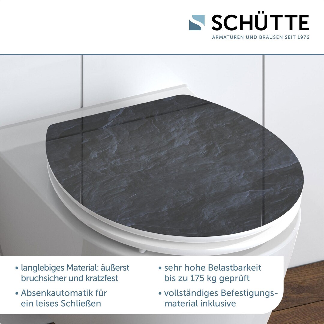 SCHÜTTE WC-Sitz Black Stone High Gloss MDF Absenkautomatik