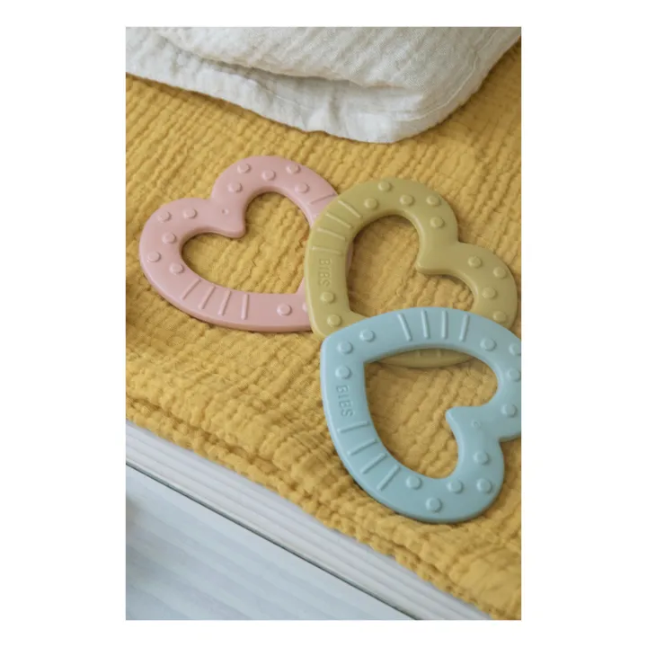 Bibs Anneau de dentition Cœur | Vert amande