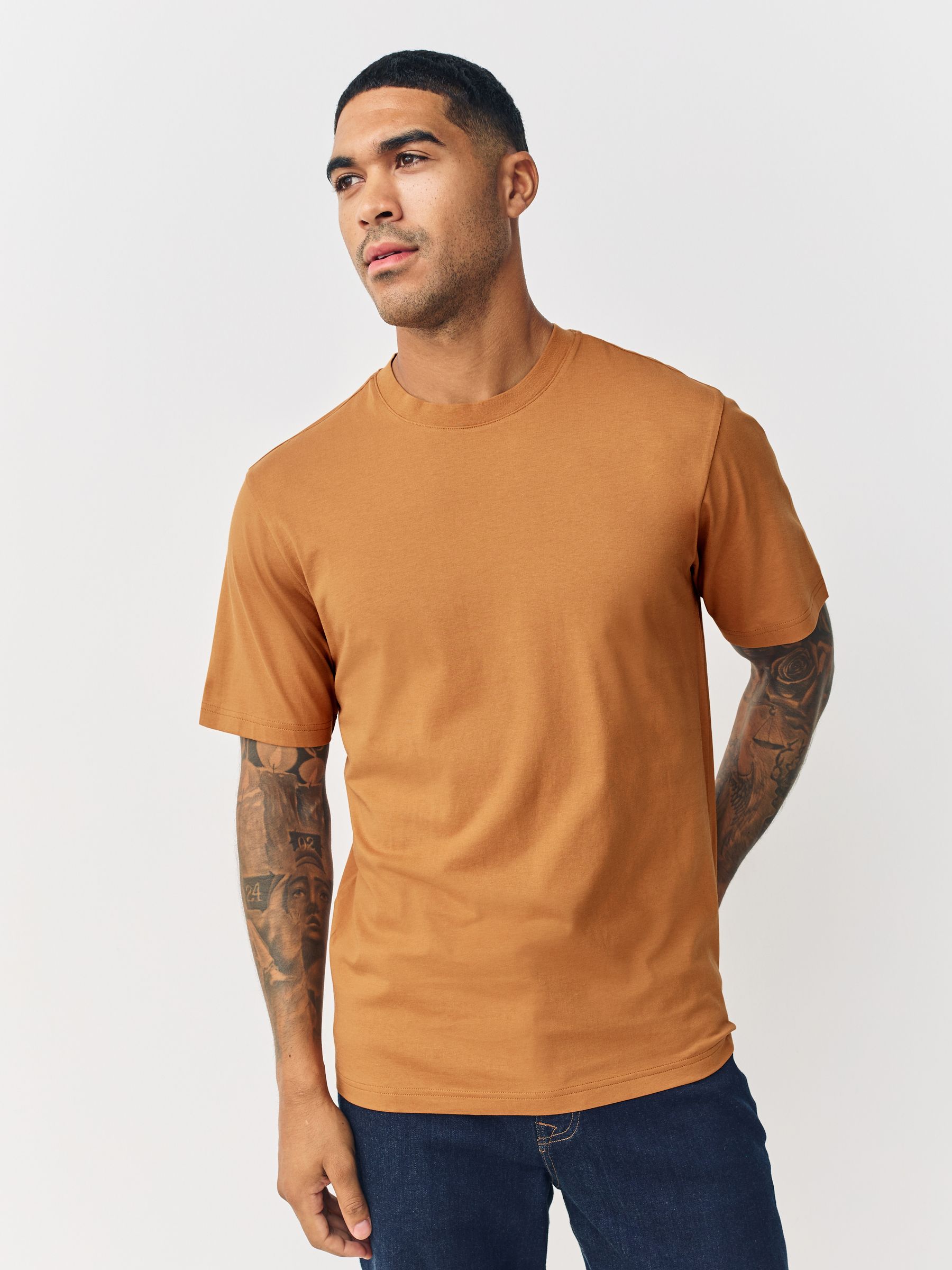 Marineblauw/Groen/Bordeaux Rood/Geel/Leigrijs/Blauw - Normale Pasvorm - Essential katoenen T-shirts verpakking van 6