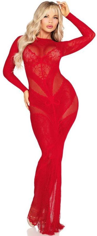 Leg Avenue - Elegante Kanten Bodycon Jurk - Rood