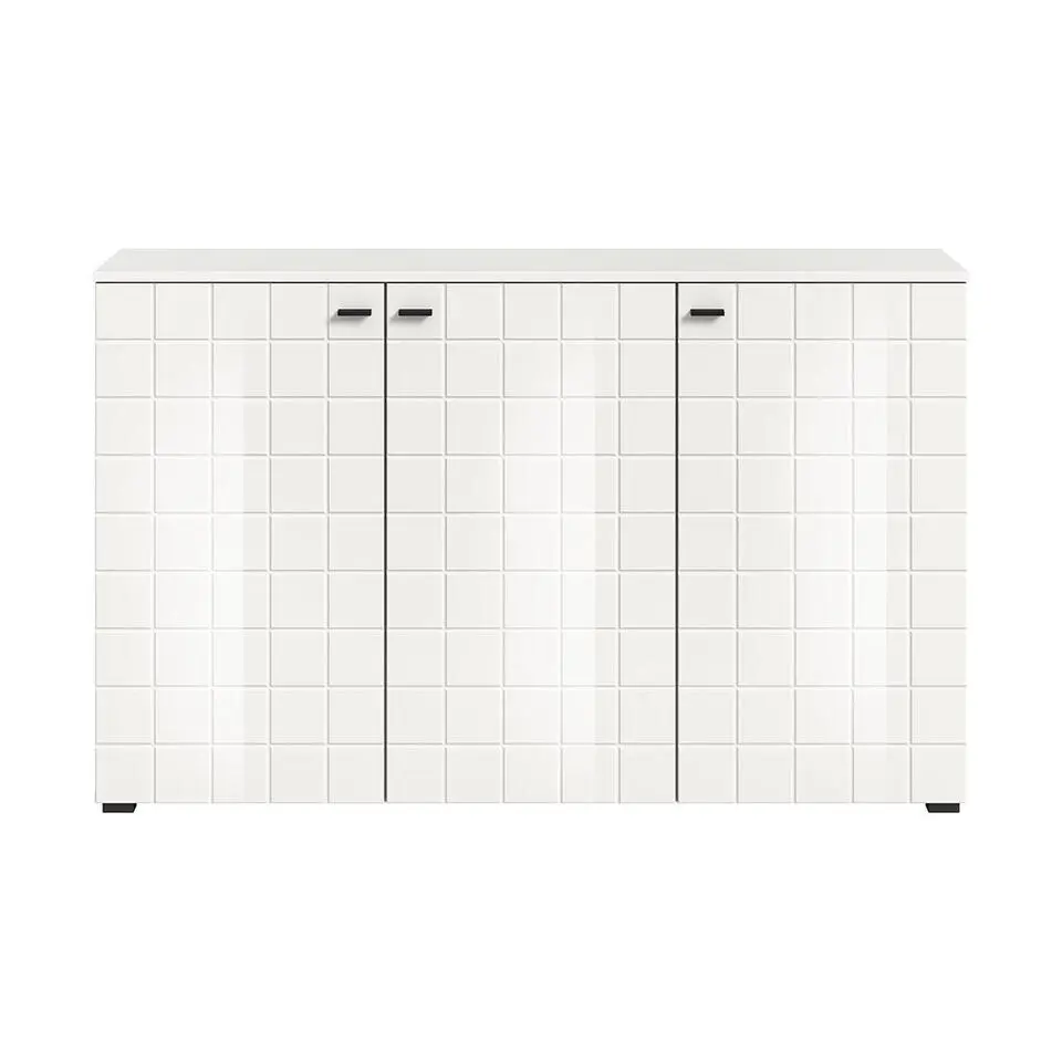 Hioshop Monte dressoir 3 deuren wit hoogglans