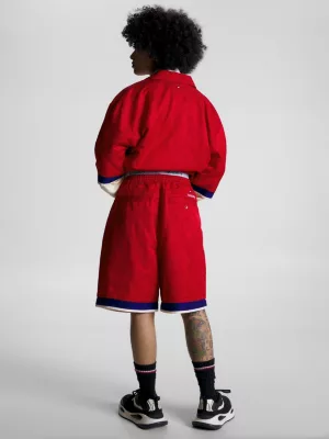 Shorts com cós estampado com logo em padrão xadrez
