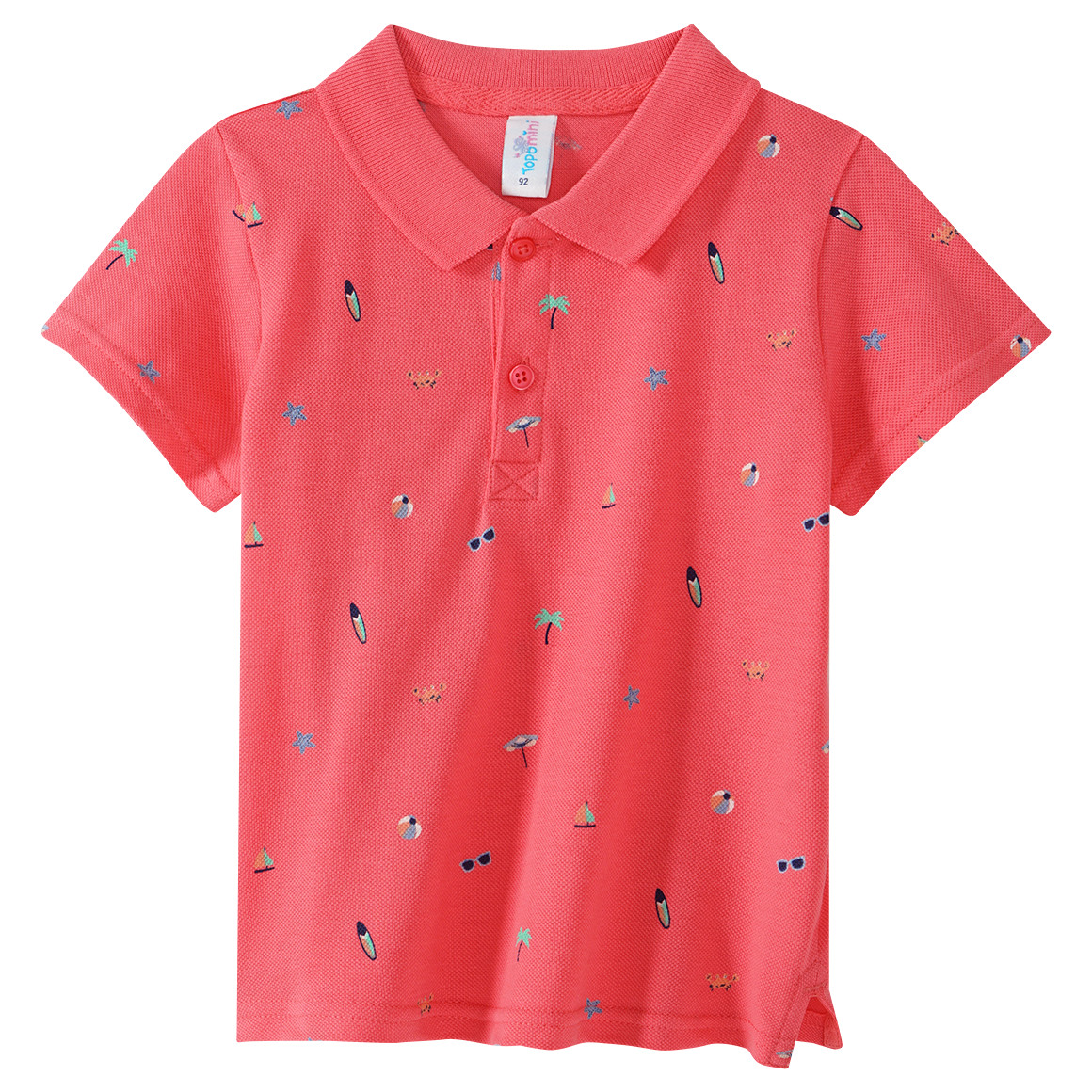 Topomini Baby Poloshirt mit Allover-Print koralle