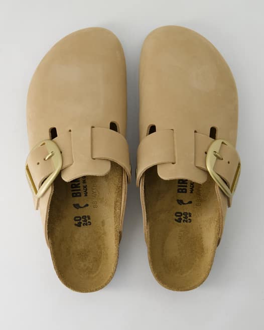 Birkenstock Boston Big Buckle Pantoletten in Beige