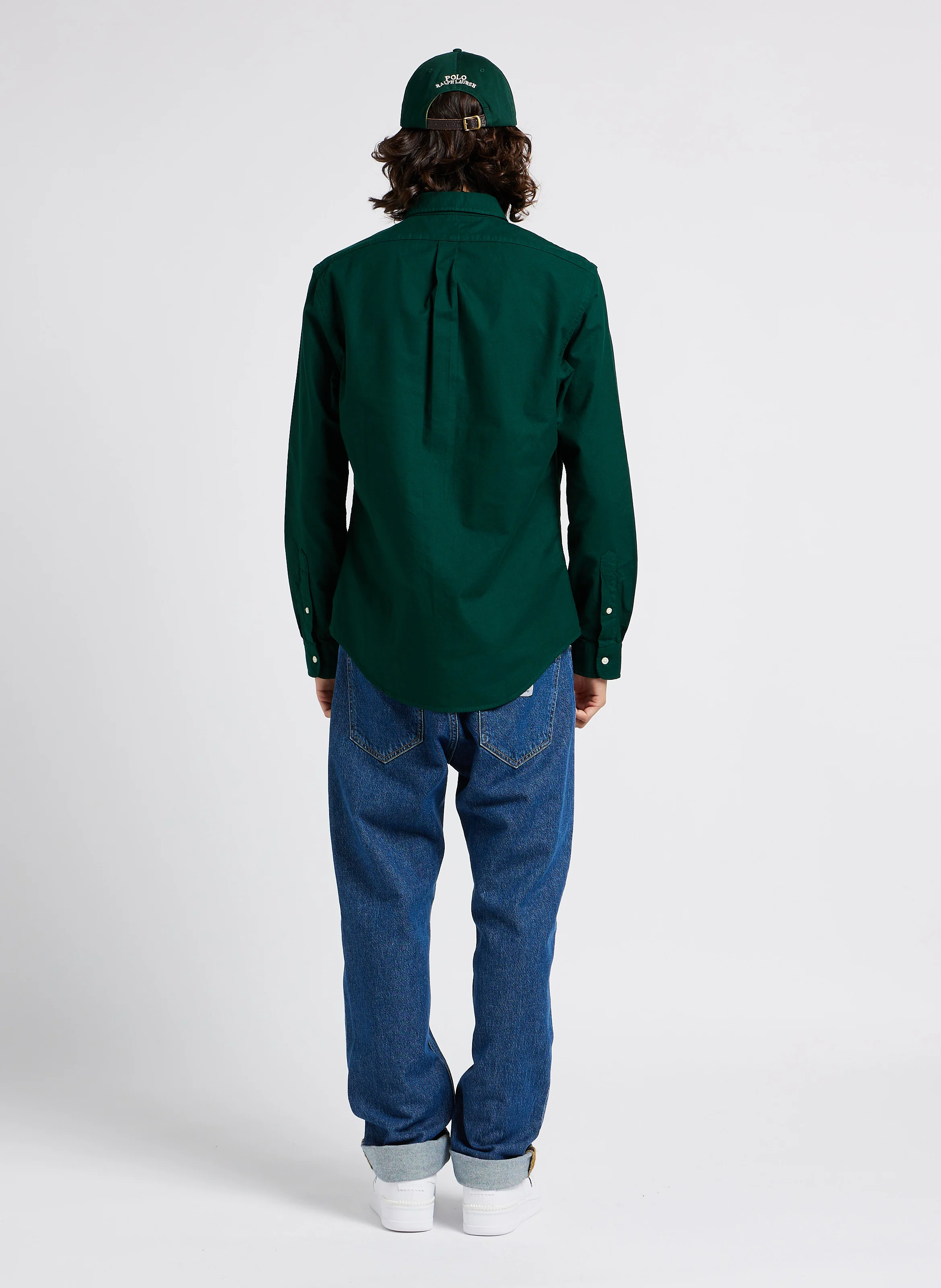 Chemise col américain slim-fit en coton | Vert
