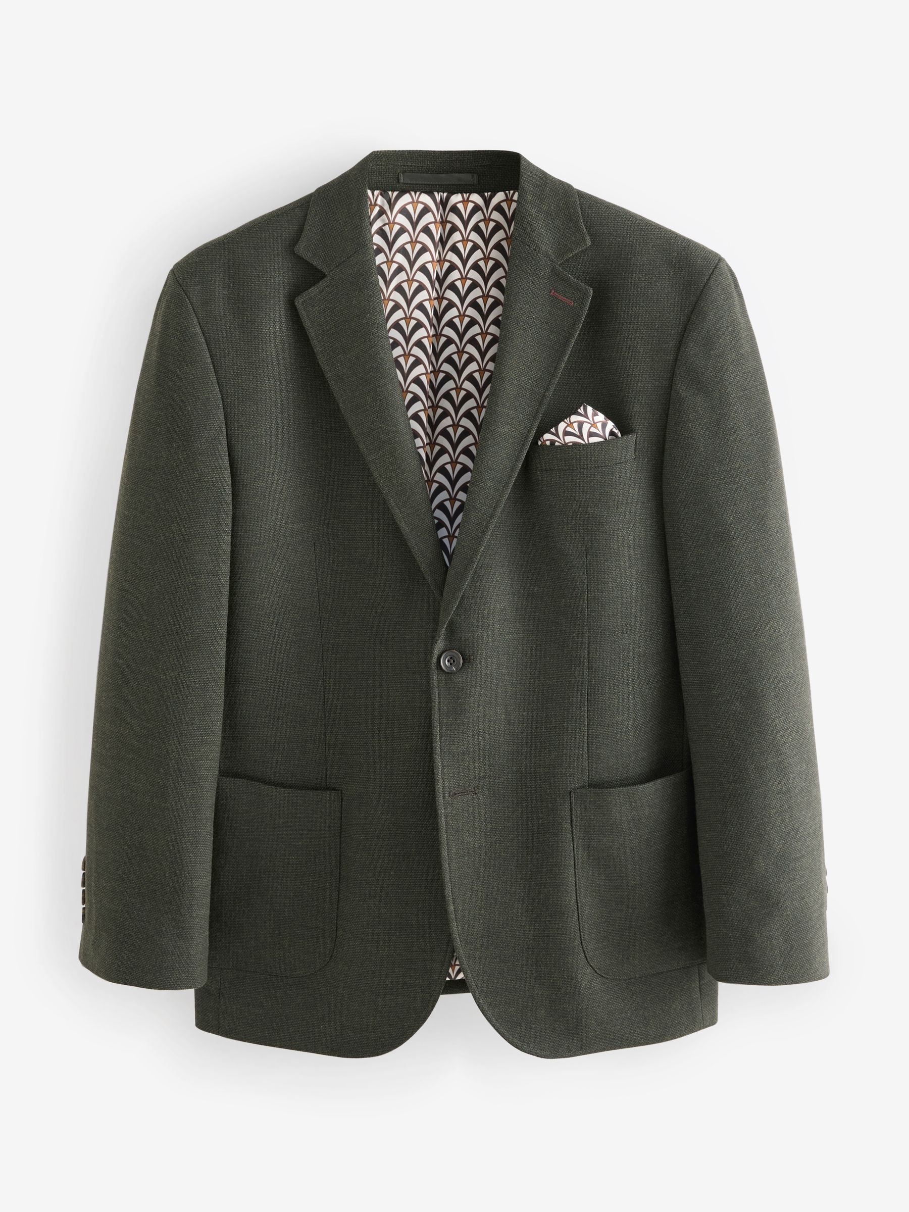 Kakigroen - Normale Pasvorm - Modieuze blazer met textuur