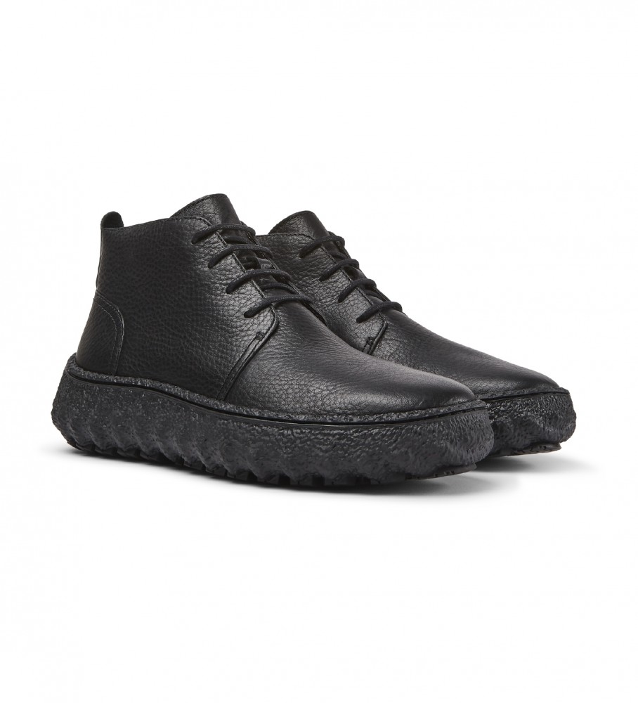 Botas de tornozelo Camper Ground em couro preto