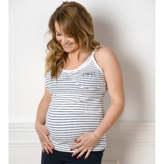 Débardeur grossesse love rayé   Bleu/Blanc        XS   de               MAIKA Maternity