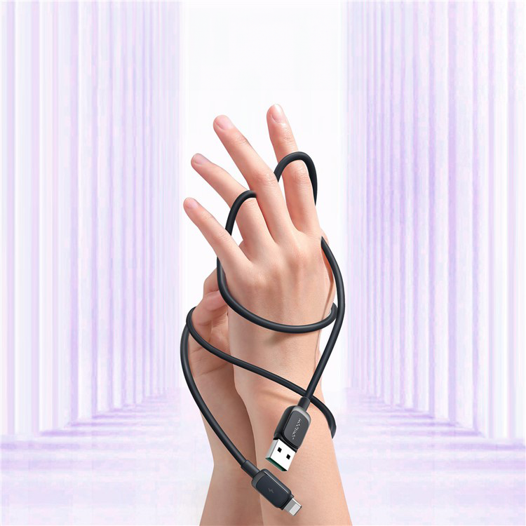 (1.2m) 2.4A USB A auf Lightning Ladekabel Silikon Datenkabel - Schwarz