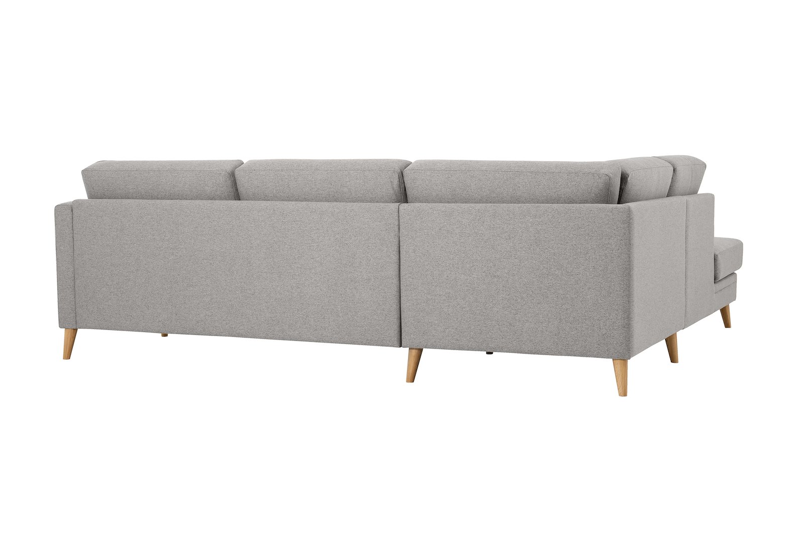 Eden hjørnesofa 2,5-seter med åpen ende venstre. Tekstil Neve 3 Grey med ben i eik natur (15137).