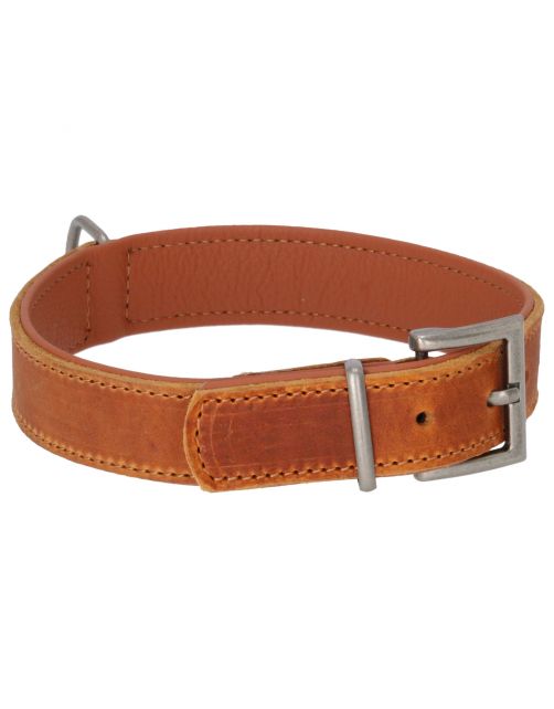 Adori Halsband Vetleder Gevoerd Cognac&Cognac - Hondenhalsband