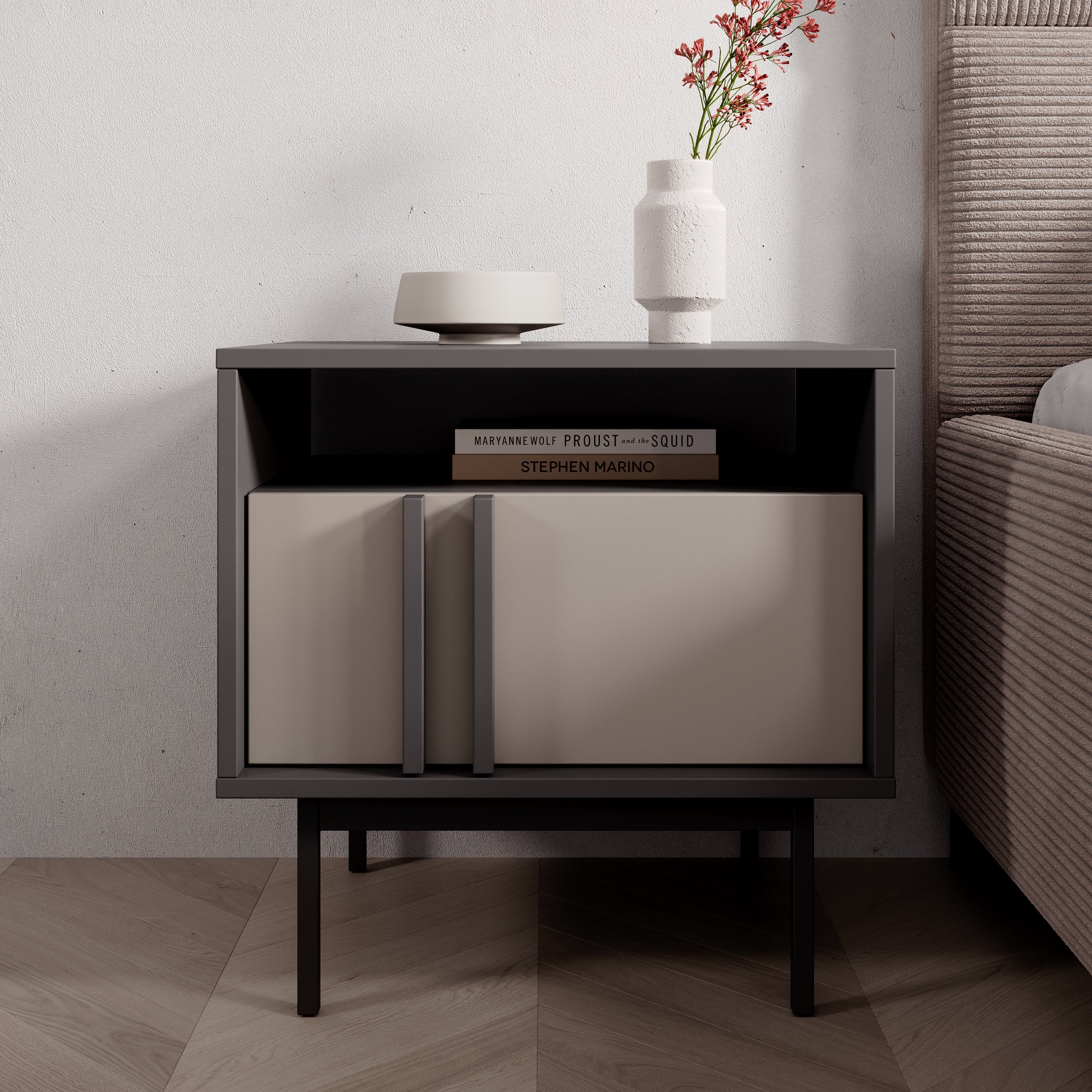 Antigo - Nachtkastje - Beige/Antraciet - 53x43x53 cm