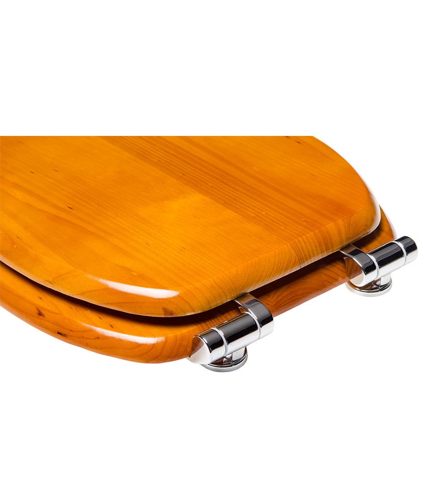Houten toiletzitting met soft-close mechanisme