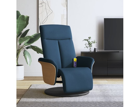 VIDAXL - Fauteuil Relaxation Fauteuil inclinable de massage avec repose-pieds bleu tissu