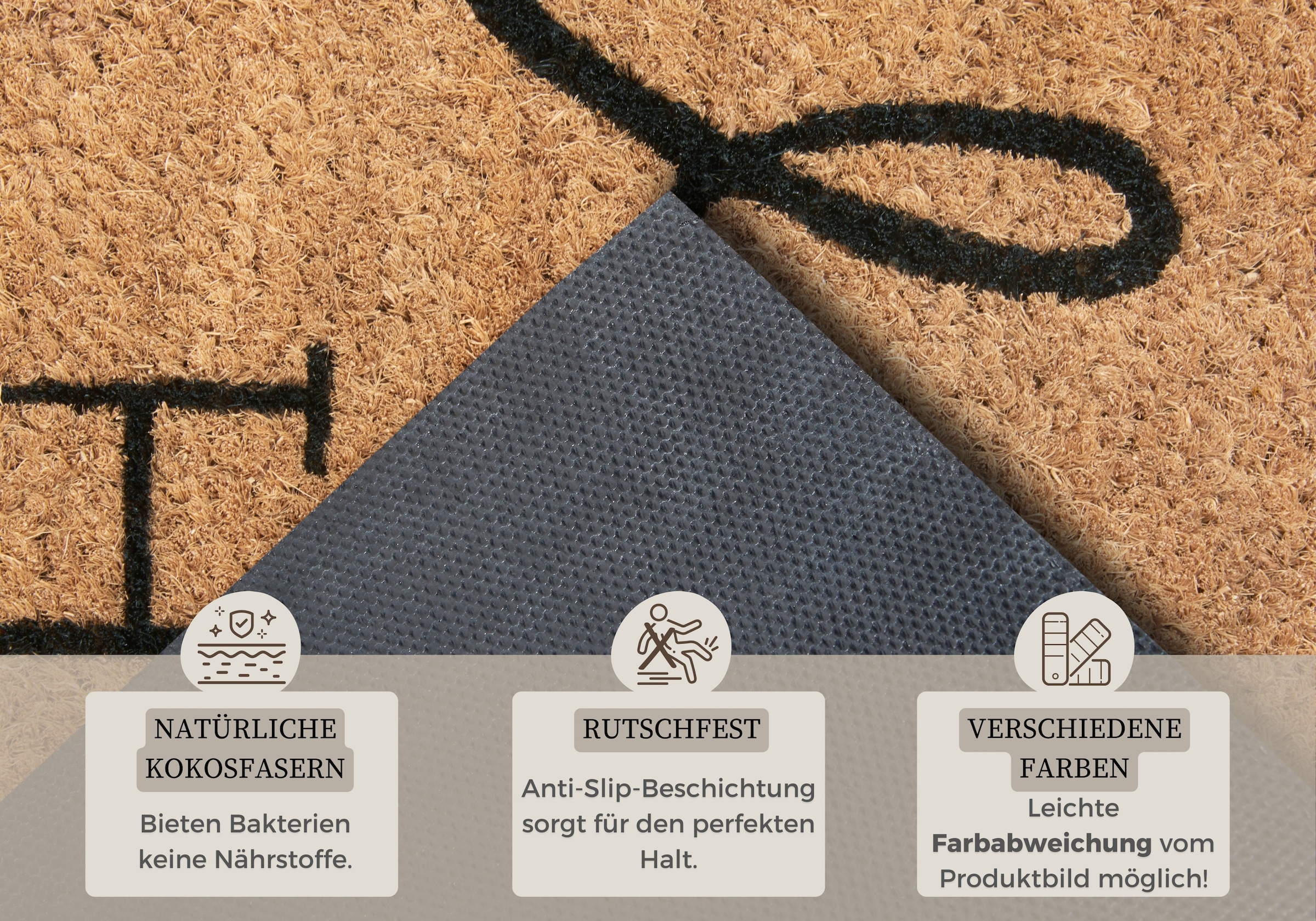 HANSE Home Fussmatte »Mix Mats  Kokos Welcome Home, Türmatte« rechteckig 15 mm Höhe Kokos, Schmutzfangmatte, Outdoor, Rutschfest, Innen, Kokosmatte, Flur