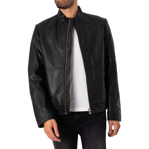 BOSS - Chaqueta De Cuero Lokis Negro