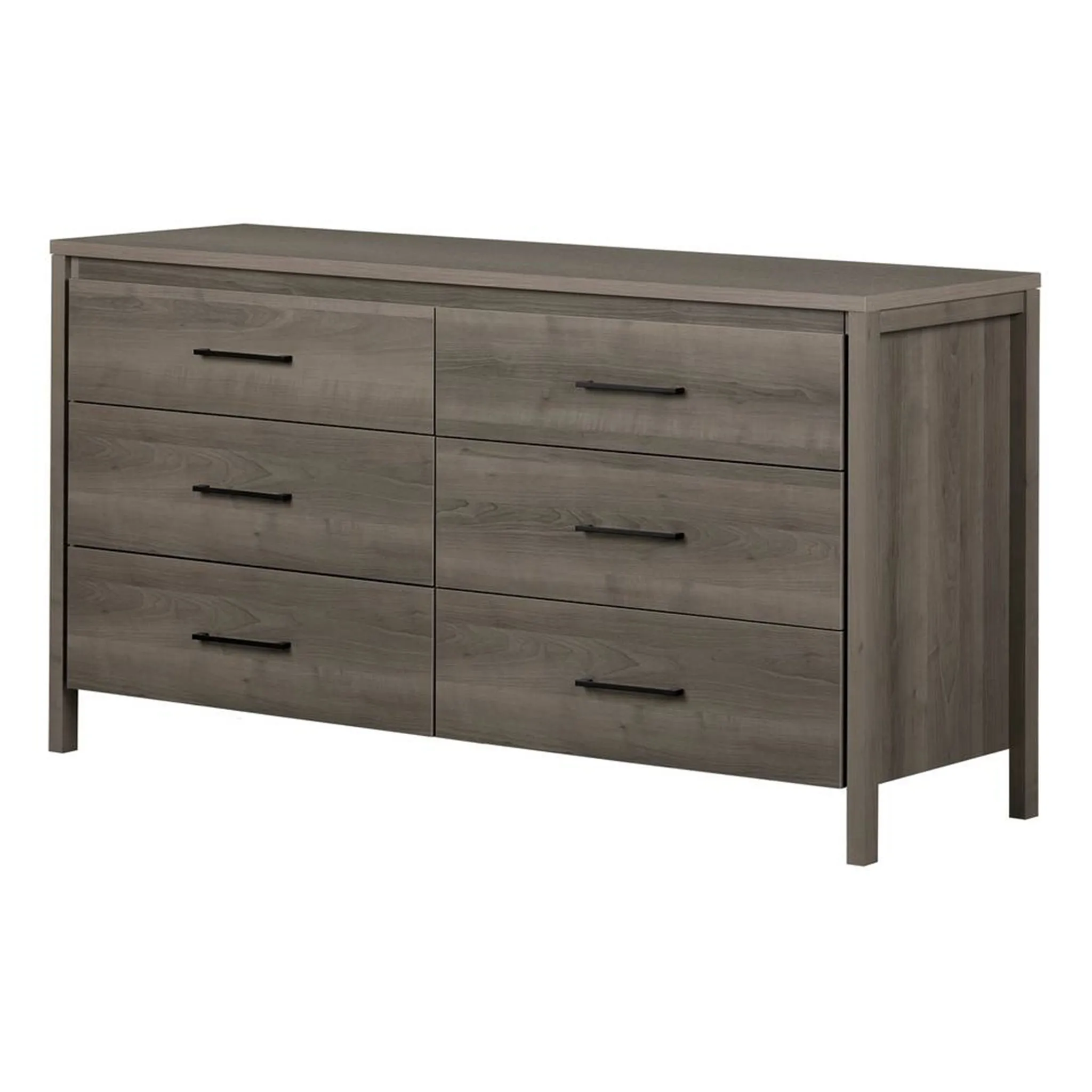 South Shore Bureau Double 6 Tiroirs Gravity - Érable Cendré