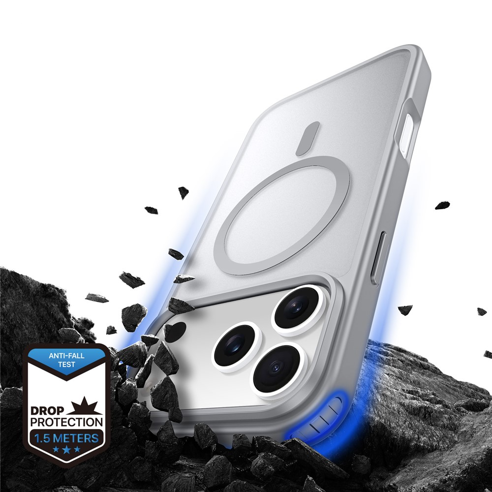 iPhone 17 Pro Max MagSafe Hybrid Hardcase Hülle mit TPU Bumper - Grau