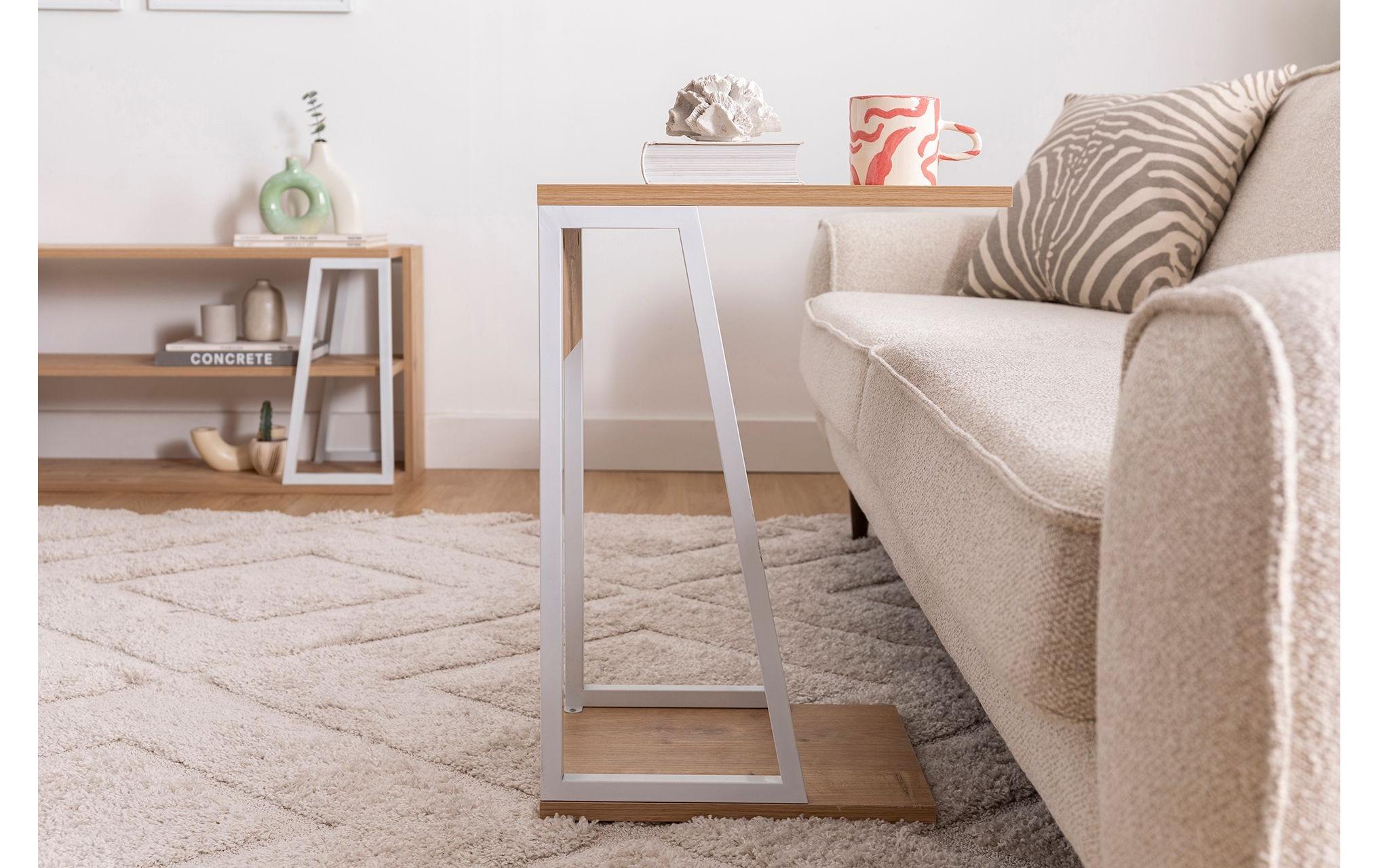 Beistelltisch Lissa 30 x 56.8 cm, Nature/Weiss<br>Sofatisch