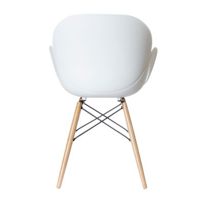 Chaise KIWOOD - avec accoudoirs - Pied bois hêtre - blanc - pack de 2