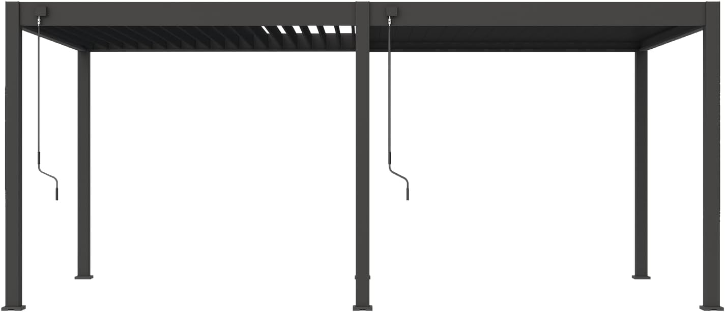 Pavillon Pergola 3,6x5,3m Terassenüberdachung freistehend mit Lamellendach verstellbar Gartenpavillon Hardtop wasserdicht stabil Winterfest Voll-Aluminium Grillpavillon Weide Deluxe Anthrazit