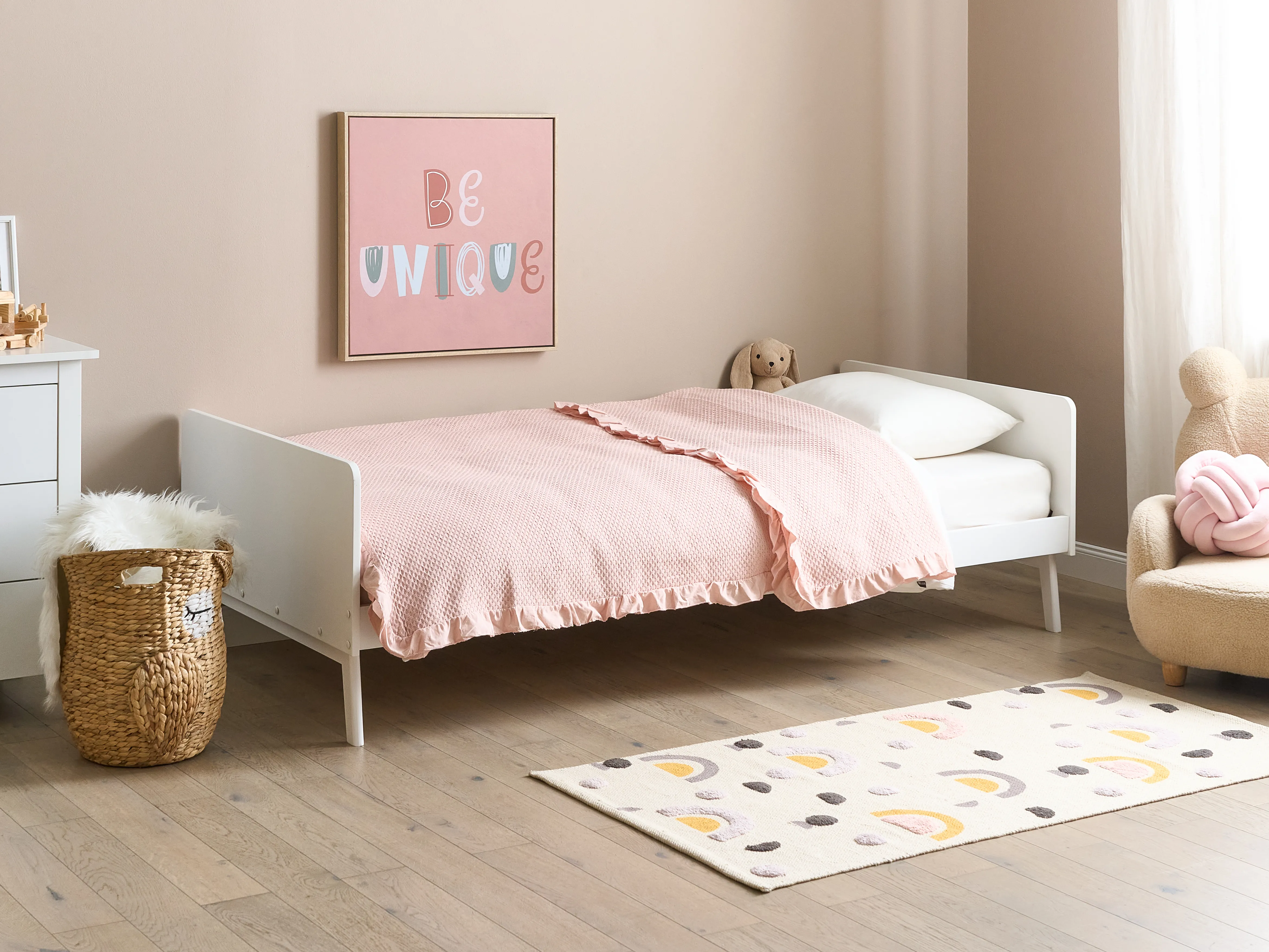 Bed Dennenhout BONNAC 90 x 200 cm Wit