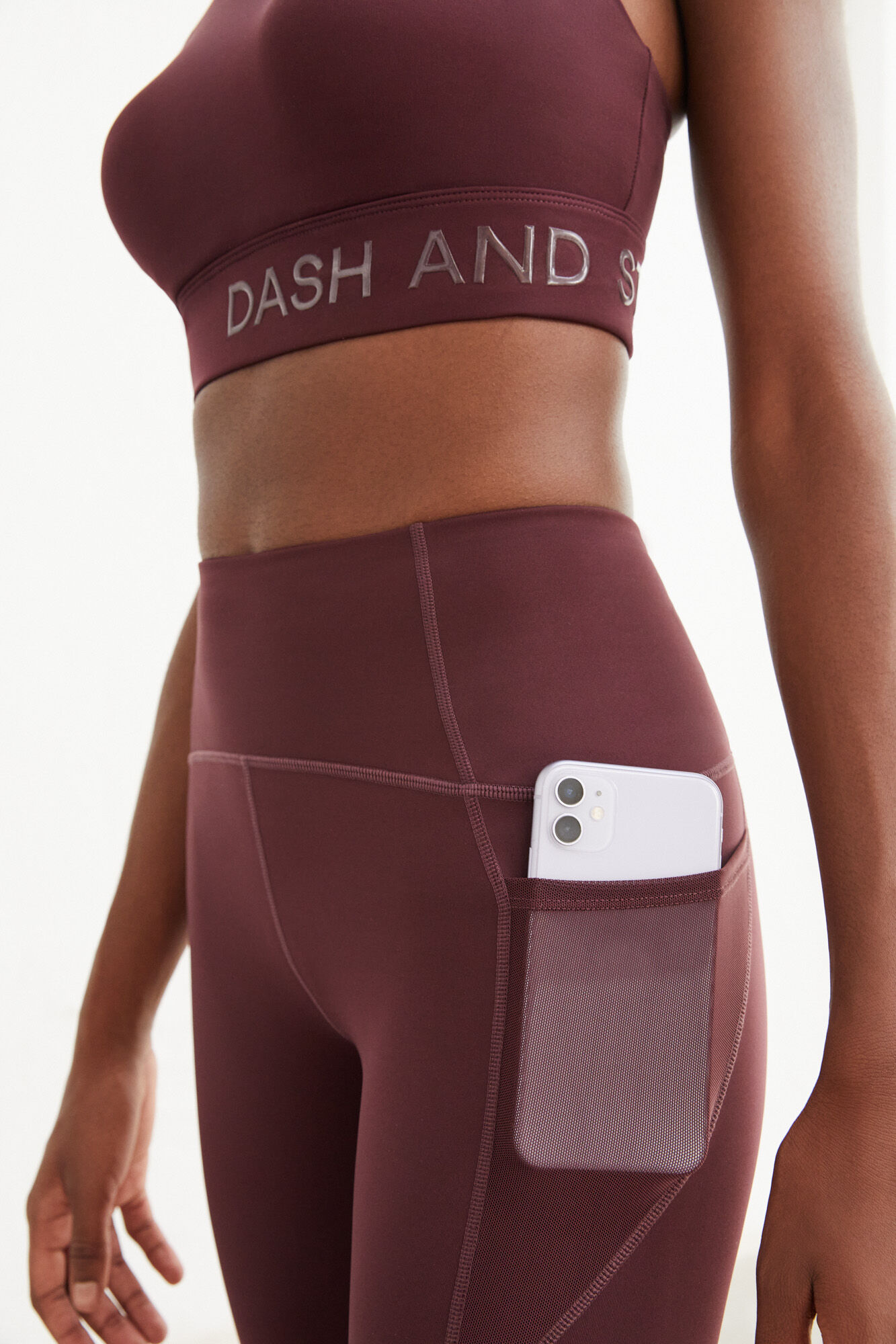 Leggings compridas elásticas 4D roxas - Rosa
