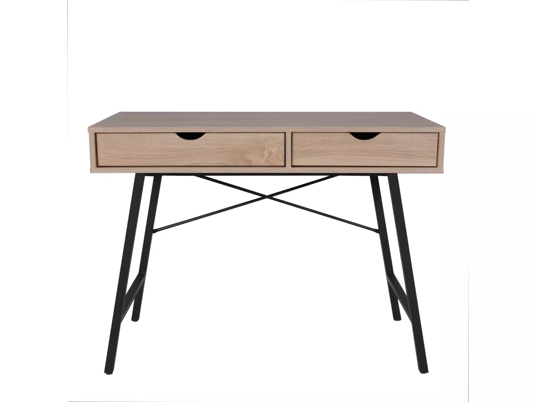 Bureau BOSTON 100x48cm / Décor Chêne blanchi et métal noir